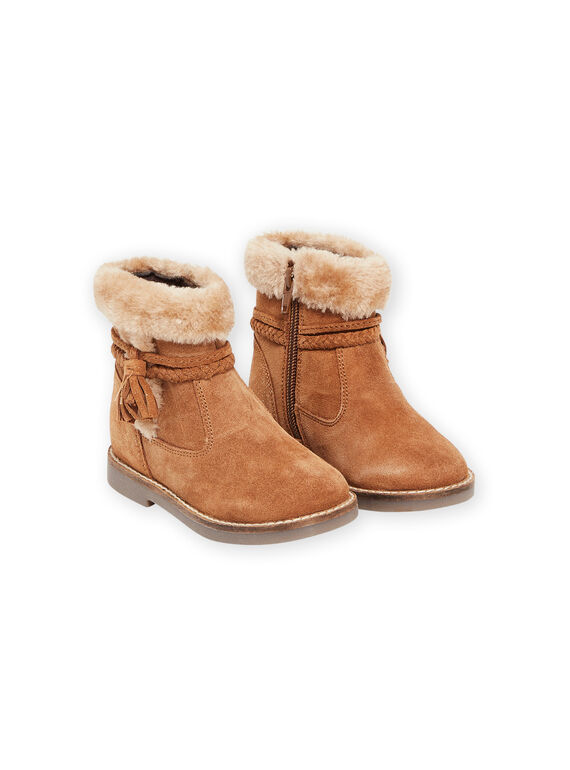 Leather boots with fur collar PABOTTRESS / 22XK3591D10804