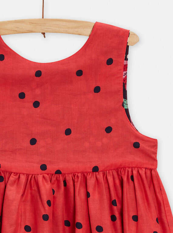 Girl's blue and red reversible dress with scalloped back TACLUROB1 / 24S901O1ROBC211