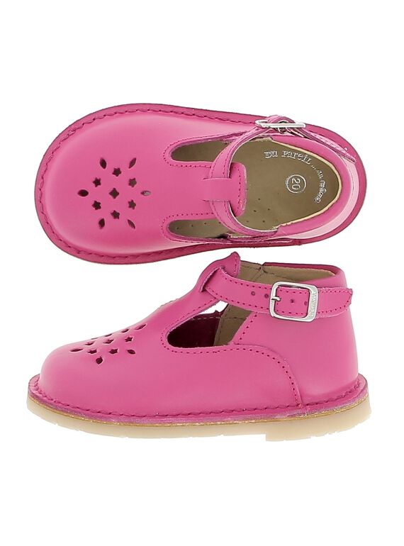 Baby girls' leather T-bar shoes CBFSALBASI5 / 18SK37W5D3H304