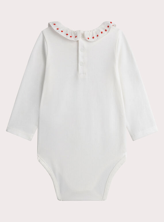 Baby girls' bodysuit with an ecru collar WIKABOD / 25SG0932BODA001