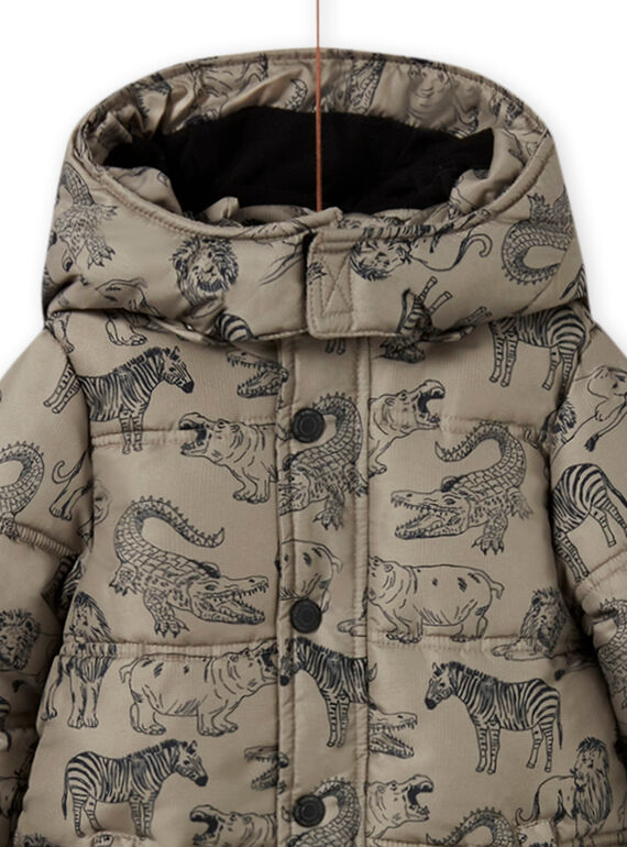 Child boy's khaki printed down jacket MOGRODOU4 / 21W90261D3E080