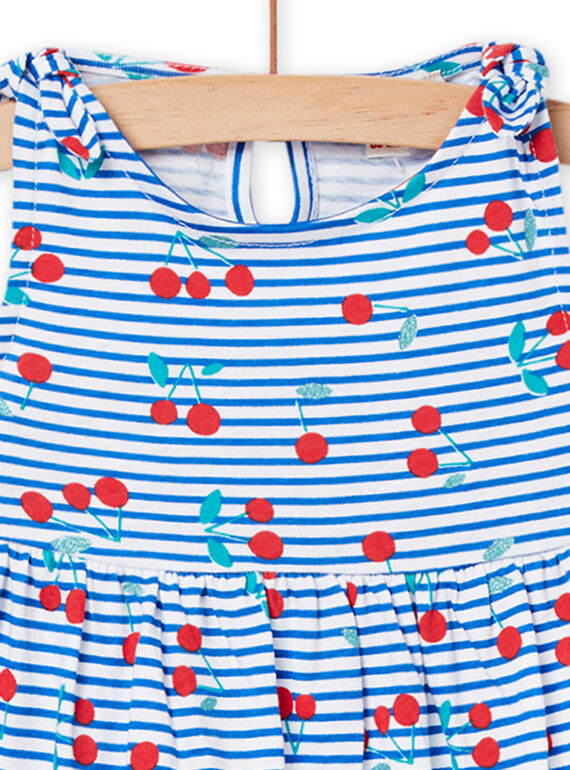 Baby girl white stripes and cherry print dress NIPLAROB1 / 22SG09K2ROB000