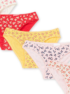 Lot of 5 child girl panties printed with flowers LEFALOTSEM2 / 21SH1122D5L309