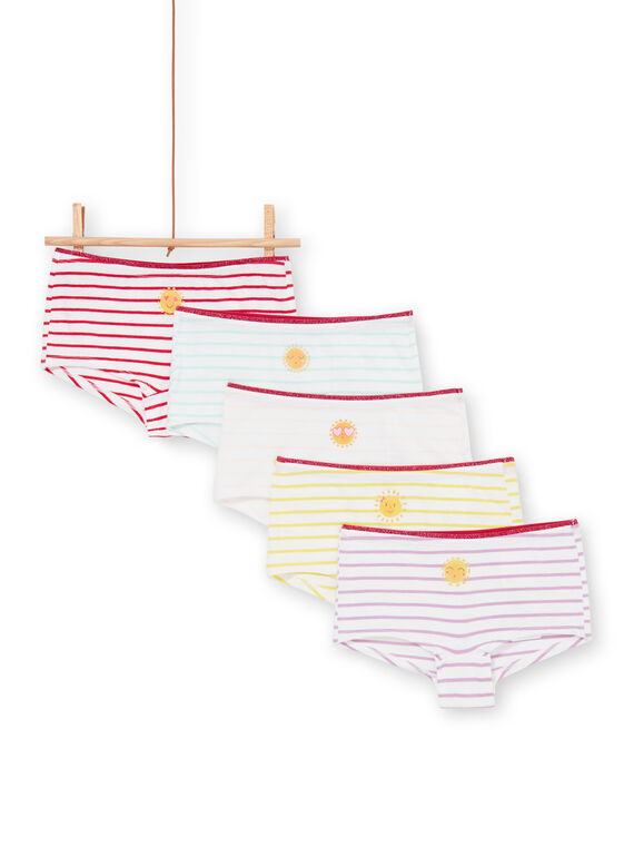Set of 5 red, white and yellow striped shorts for children and girls LEFAHOTSEM / 21SH1125SHY000