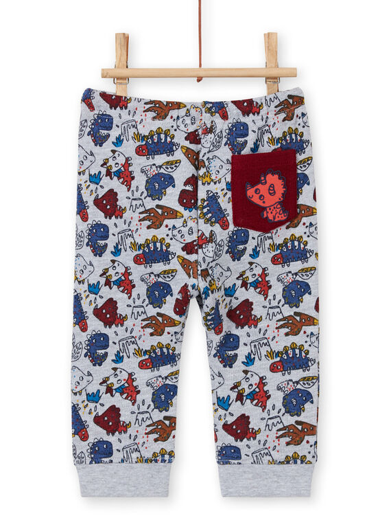 Baby boy's grey mottled dinosaur print pants MUPAPAN1 / 21WG10H2PAN943