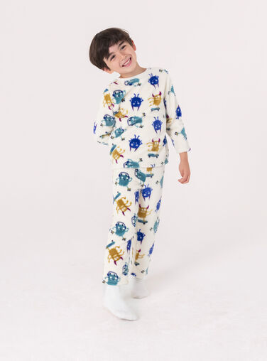 Ecru fleece pajamas for boys  VEGOPYJBOA1 / 24WH1294PYJ001