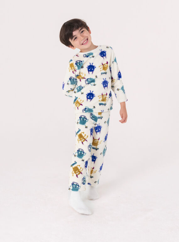 Ecru fleece pajamas for boys  VEGOPYJBOA1 / 24WH1294PYJ001