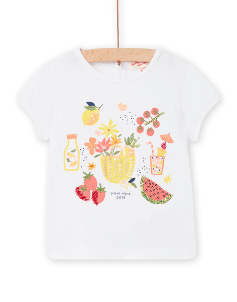 Baby Girl White Sequin T-Shirt NIHOTI / 22SG09T1TMC000