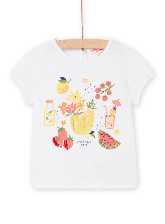 Baby Girl White Sequin T-Shirt NIHOTI / 22SG09T1TMC000