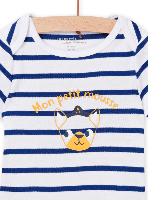 Baby Boy White Stripe Bodysuit NEGABODMOU / 22SH14J6BDL000