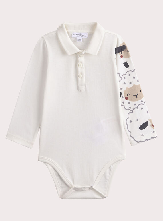 Boy's ecru polo-neck bodysuit VOU1BOD5 / 24WF04C1BOD001