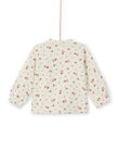 Beige jogging top with floral print baby girl MIKAHOJOG / 21WG09I1JGHA011