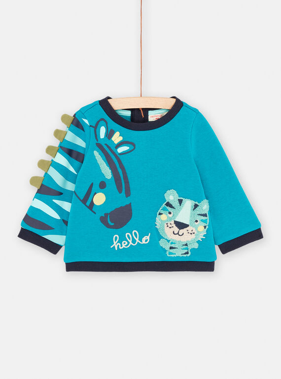 Baby Boy Blue Zebra and Tiger Sweatshirt SUDUSWE / 23WG10P1SWEC235