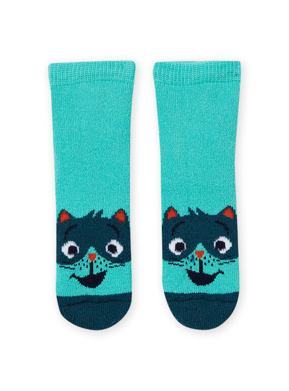 Baby Boy's Turquoise Raccoon Socks MYUJOCHOB4 / 21WI1013SOQ209
