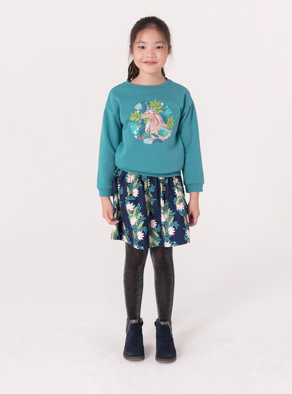 Reversible floral corduroy skirt for girls VAKLIJUP / 24W90141JUP070