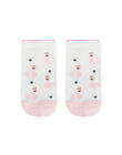 Baby girl's ecru and pink swan print socks MYIKASOQ / 21WI09I1SOQ001