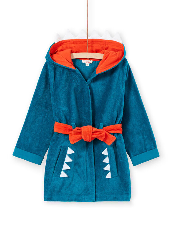 Turquoise terry towel boy's dressing gown with shark pattern LEGOPEIREQ / 21SH1251RDCC217