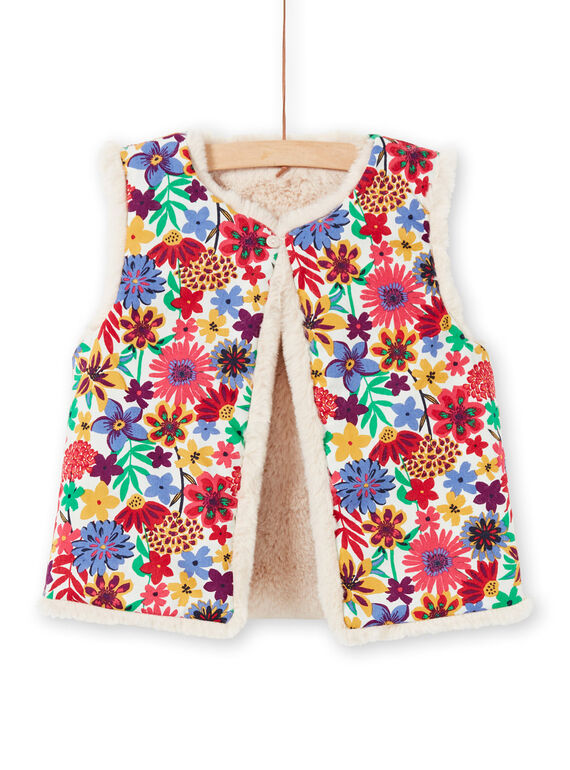 Reversible faux fur vest ecru child girl MAMIXCAR3 / 21W901J3CAR009