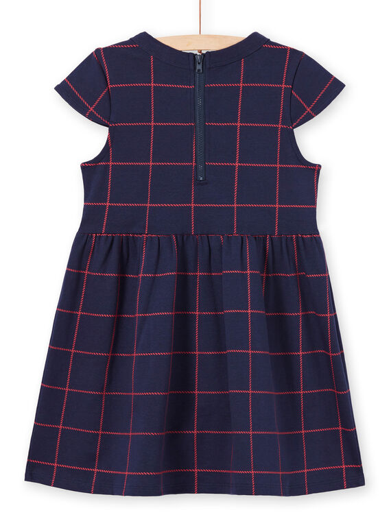 Girl's midnight blue and red checkered short sleeve dress MAJOROB4 / 21W90124ROBC205
