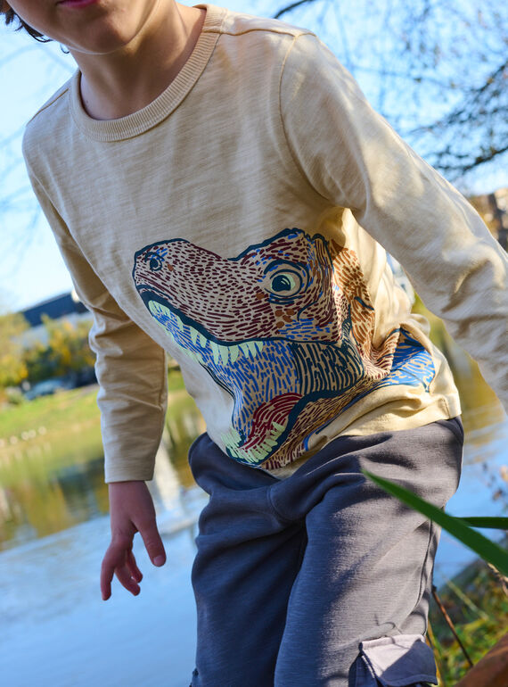 Boy's sandy T-shirt with T-rex head animation SOVERTEE5 / 23W902J5TML808