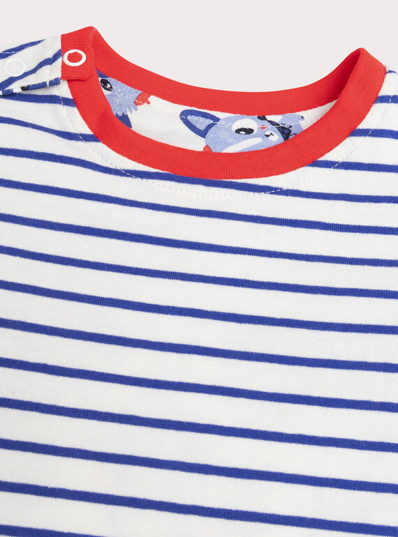 Baby boys' reversible ecru T-shirt WUKATEE1 / 25SG1035TMLA002