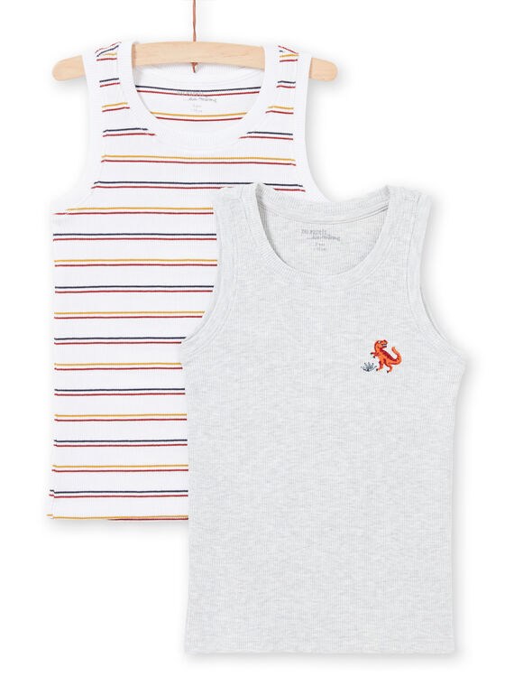 Set of 2 white and grey tank tops with assorted patterns for boys MEGODELDINO / 21WH12B2HLI000
