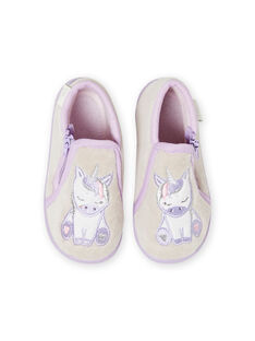 Baby girl's mottled grey unicorn night slippers MIPANTLICO / 21XK3732D0A943