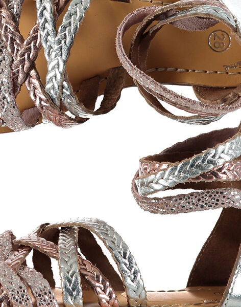 Girls' smart metallic plaited leather sandals FFSANDROX / 19SK35C2D0E956