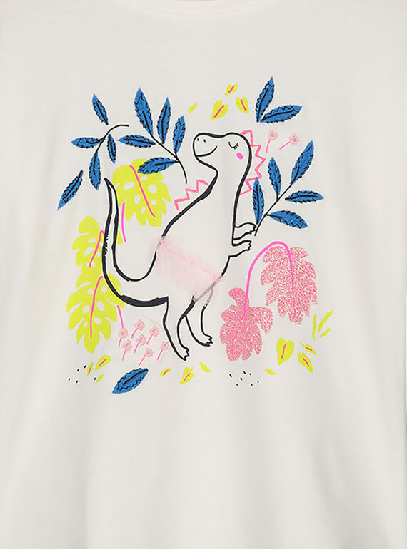 Girls' ecru printed T-shirt GABLETEE / 19W90191TML001
