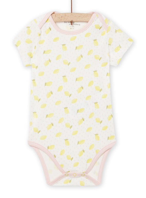 Baby Girl's Ecru Polka Dot and Lemon Print Bodysuit NEFIBODCIT / 22SH13I8BDL001