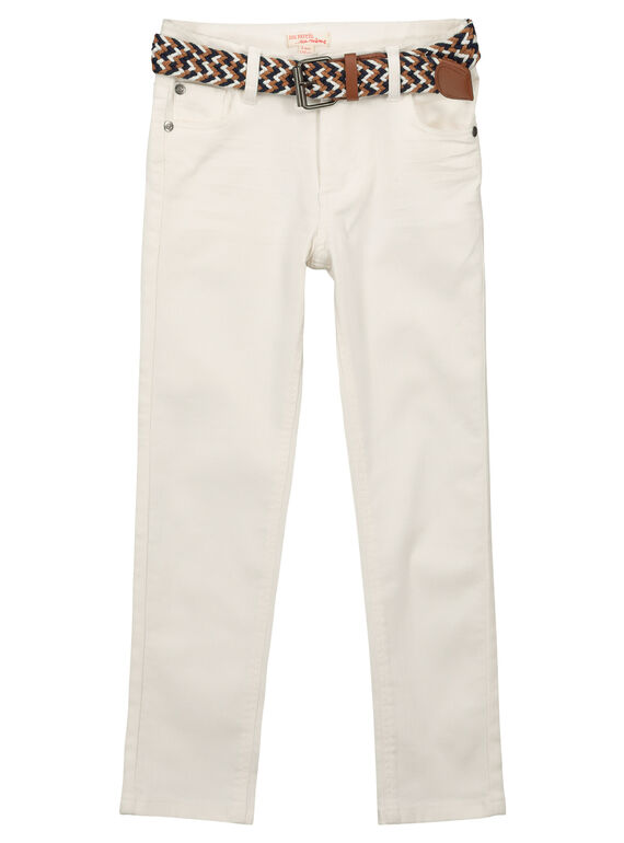 Boys' white jeans with a belt FOJOUPAN1 / 19S902T1PAN000