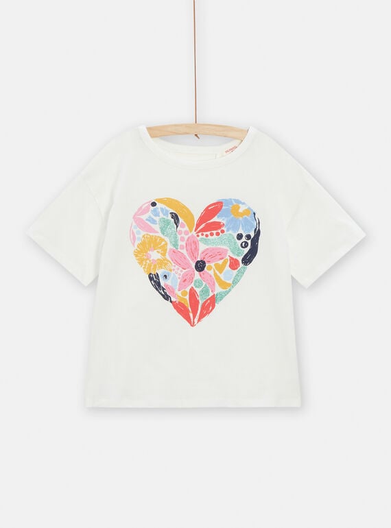 Ecru t-shirt for girls TACLUTI3 / 24S901O3TMC001