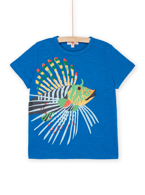 Blue T-shirt with fish animation ROPOPTI2 / 23S902X1TMC208