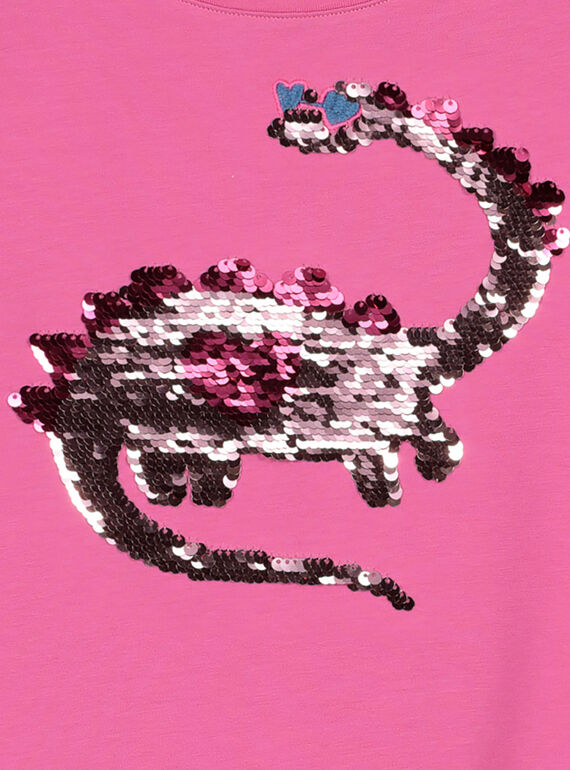 Girls' reversible sequin T-shirt GABLETI1 / 19W90191TMCD305