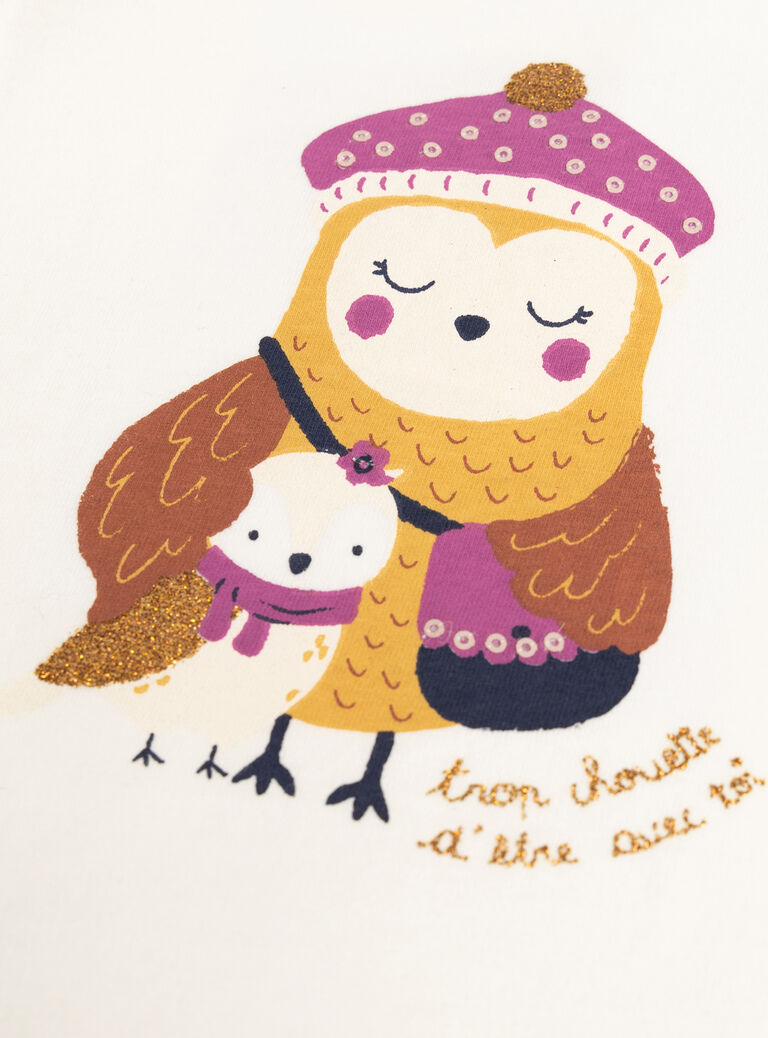  Long-sleeved T-shirt with owl animation  VIBATEE / 24WG09Q1TML001