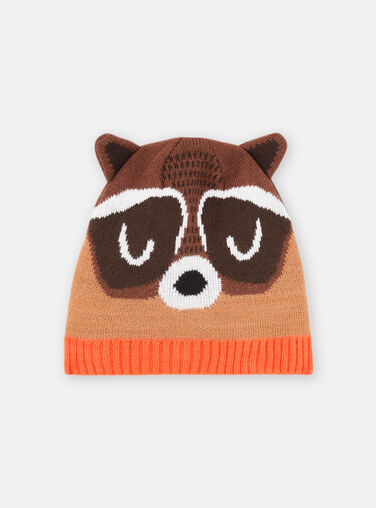 Boy's sepia raccoon beanie SYOGROBON7 / 23WI02O2BONI814