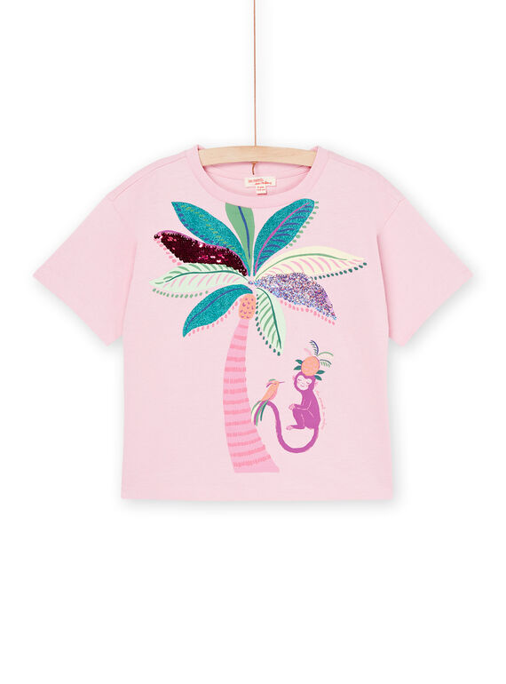 Pink T-shirt with exotic animation RAEXOTI2 / 23S901V3TMCD315