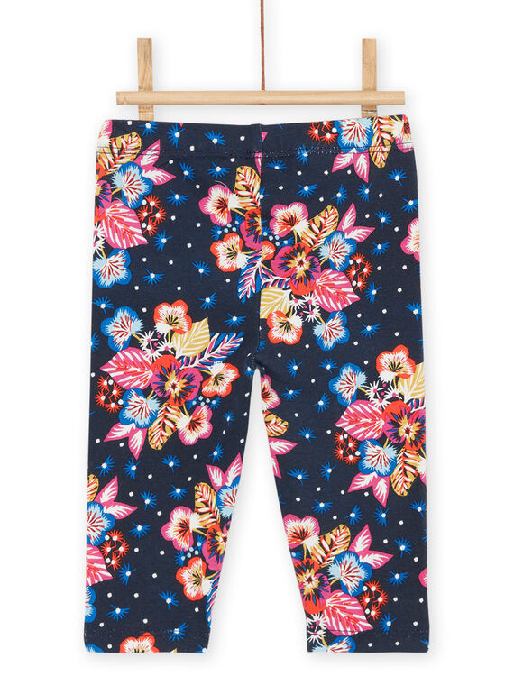 Legging black with multicolored floral print RYIJUNLEG / 23SI09U1CALC243