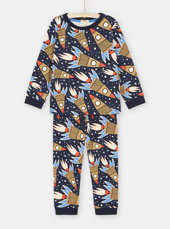 Boy's dark blue pyjamas with rocket print SEGOPYJSPA / 23WH1233PYJ705
