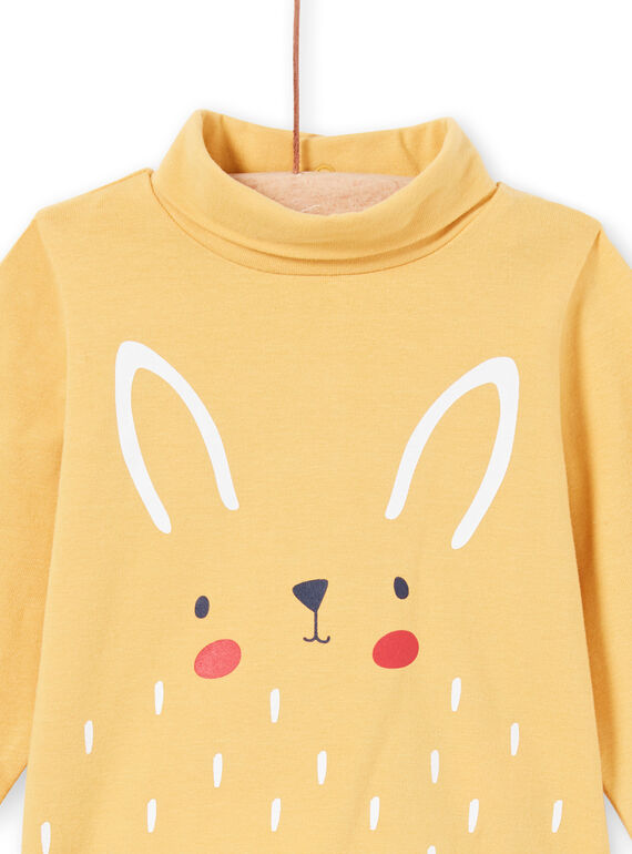 Baby boy's yellow rabbit print long sleeve underwear MUJOSOUP4 / 21WG10N4SPL117