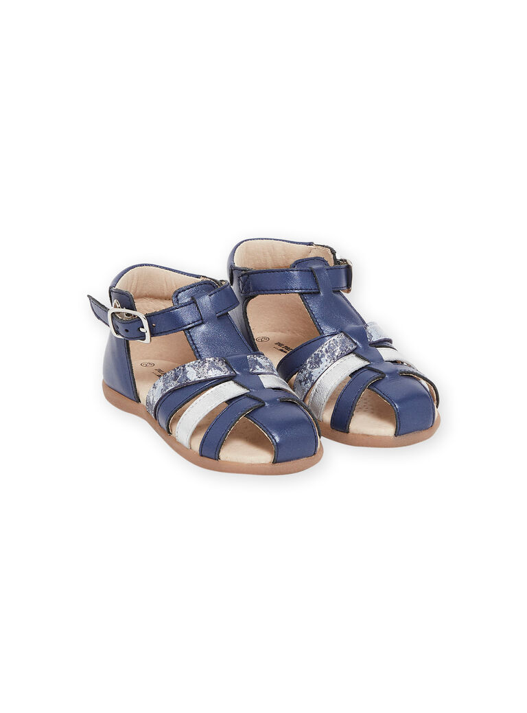 Navy blue leather sandals RISANDBLUE / 23KK3766D0E070