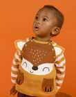 Baby Boy Mustard, Brown and Ecru Fox Sweater MUSAUPUL / 21WG10P1PULB106