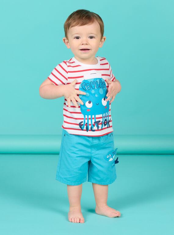 baby boy white, red and blue short sleeve t-shirt NUFICTI1 / 22SG10U3TMC000