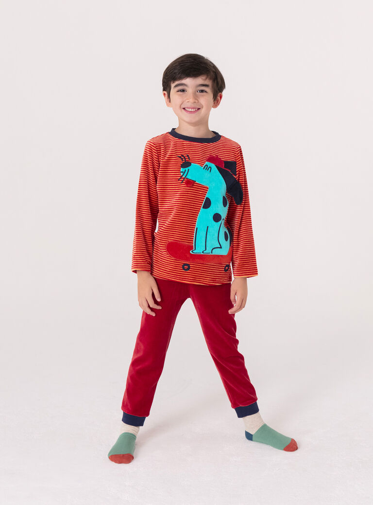 Red velvet pajamas for boys  VEGOPYJWAF / 24WH1299PYJF526
