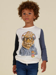 Boy's three-colored tiger T-shirt with long sleeves MOHITEE2 / 21W902U1TML002