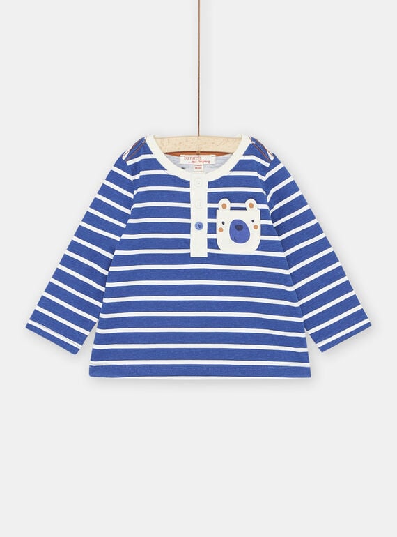 Baby Boy Royal Blue & White Stripe T-Shirt SUJOTUN3 / 23WG10B3TMLC209