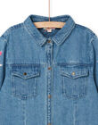 Blue denim dress with floral embroidery on the sleeves RAMAGROB3 / 23S901T2ROBP272