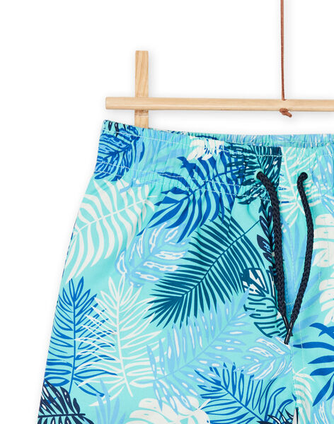 Blue swim shorts with leaf print RYOMERBOXTRO / 23SI02R6MAIC200