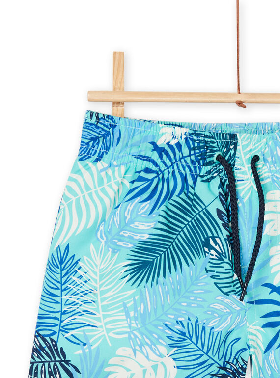 Blue swim shorts with leaf print RYOMERBOXTRO / 23SI02R6MAIC200