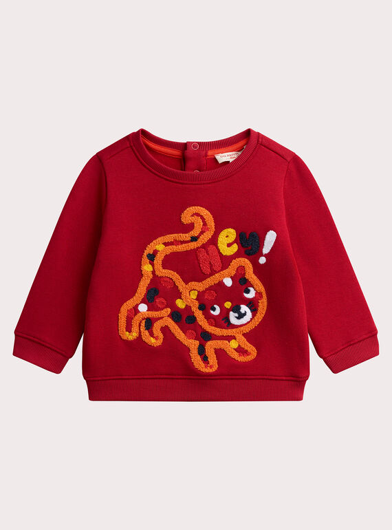 Tiger animated red sweatshirt for baby boy VUKOSWE / 24WG1031SWEF508